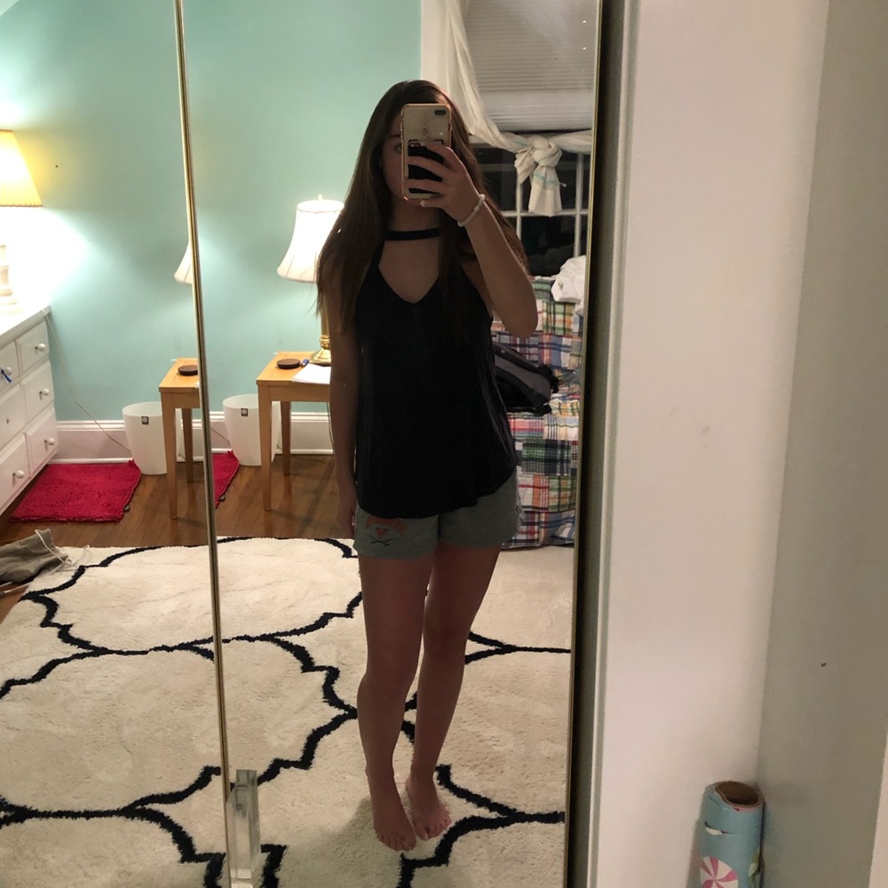 Black tank top with open top chest